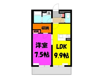 カーサ ドマーニ2(1LDK/4階)の間取り写真