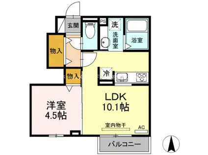 JR東海道本線 豊橋駅 バス乗車時間:17分 最寄りバス停で下車 徒歩1分 2階建 築8年(1LDK/1階)の間取り写真