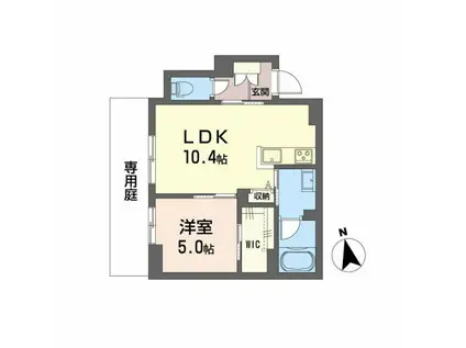 リバーサイドクレド(1LDK/1階)の間取り写真