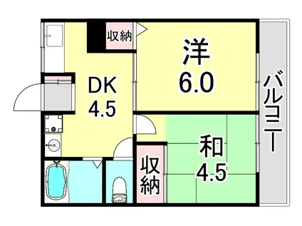 サニーヒルII(2DK/2階)の間取り写真