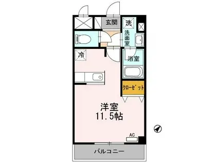 シャルマン・クレール(ワンルーム/1階)の間取り写真