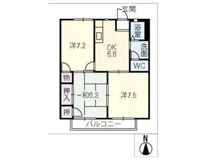 サンハイム伊藤A(3DK/2階)の間取り写真