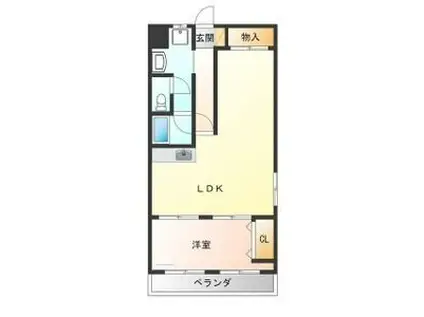 ソーラーハイツあづさ(1LDK/2階)の間取り写真