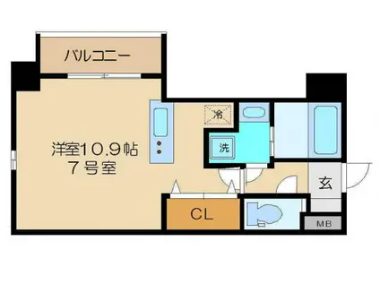 アンビエンテ王子籠池(ワンルーム/2階)の間取り写真