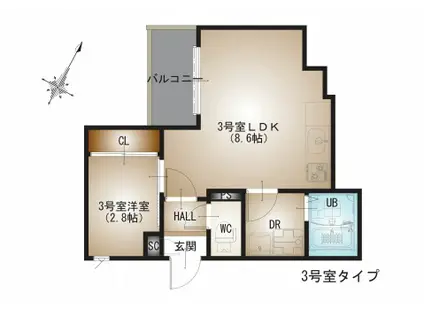 REGALEST-S 牛田南(1LDK/3階)の間取り写真