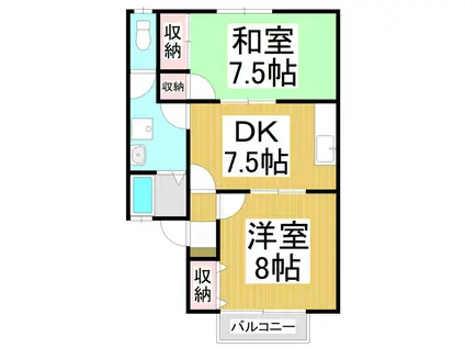 ニューハピネス宮沖C棟(2DK/1階)の間取り写真