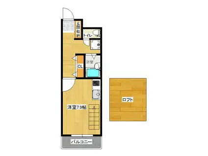 エグゼK&KII(ワンルーム/7階)の間取り写真