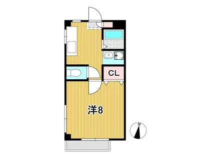 サニーハイツB(1K/2階)の間取り写真