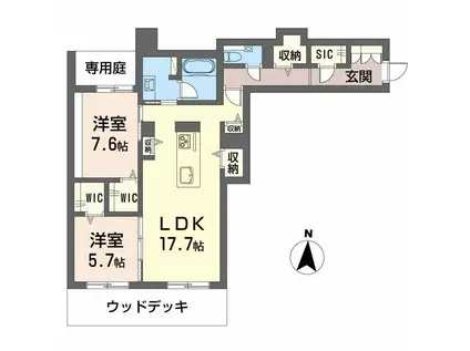 シャーメゾン高社(2LDK/1階)の間取り写真