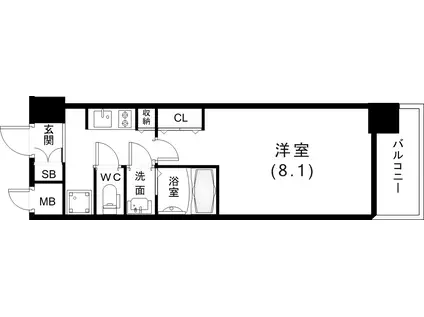 W-STYLE神戸II(1K/13階)の間取り写真