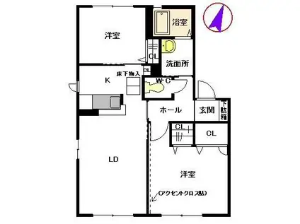 メゾンファミーユ A棟(2LDK/1階)の間取り写真