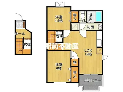 サンウエストヒルズD(2LDK/2階)の間取り写真