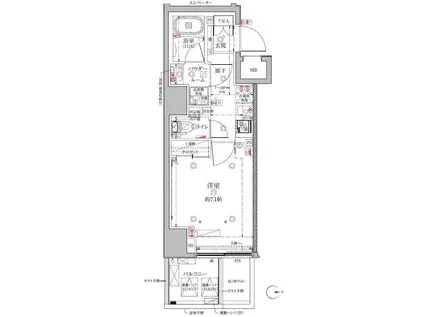 クレイシアIDZ浅草(1K/5階)の間取り写真
