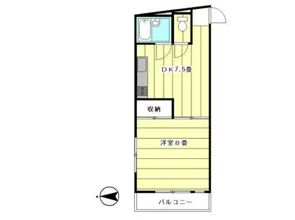 平原ビル(1DK/2階)の間取り写真