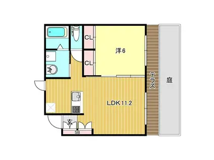 トリニティーコート(1LDK/1階)の間取り写真
