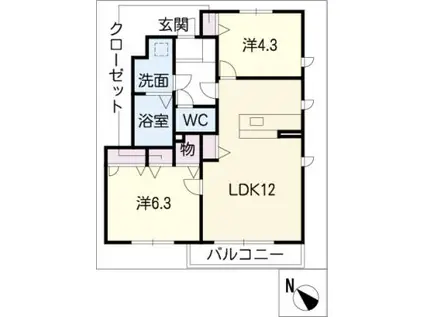 花水木A棟(2LDK/1階)の間取り写真