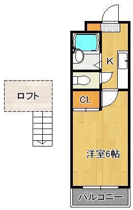 ヤンググレイス若園(1K/2階)の間取り写真