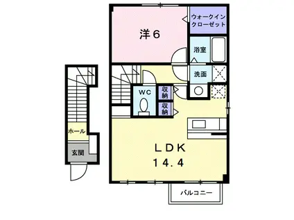 シャン・ミリューIII(1LDK/2階)の間取り写真