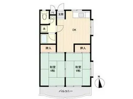 レジデンス光和102棟(2DK/1階)の間取り写真