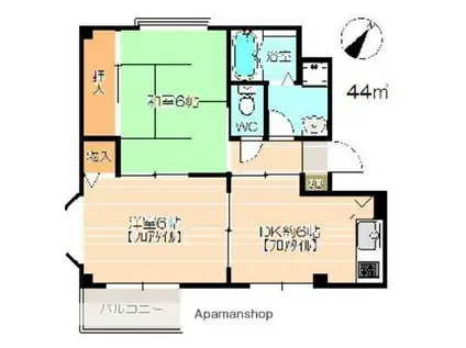 パルク長尾II(2DK/2階)の間取り写真