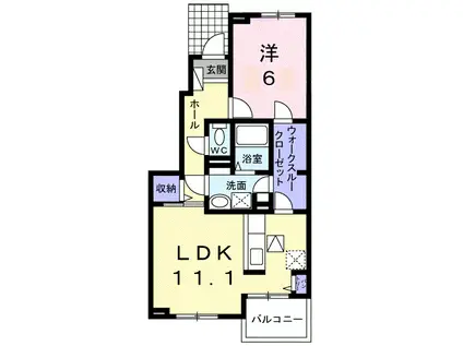 クラール元山サウスD(1LDK/1階)の間取り写真