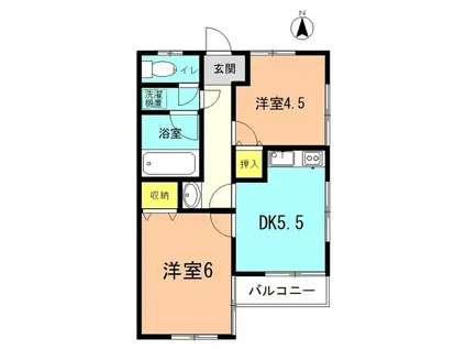 パレス大原(2DK/2階)の間取り写真