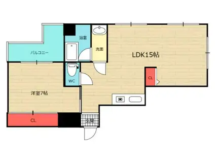 向井ビルディング(1LDK/4階)の間取り写真