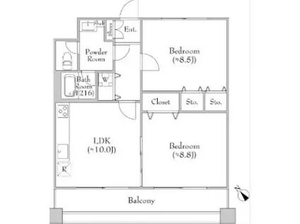 トラヴァローレ淵野辺(2LDK/4階)の間取り写真
