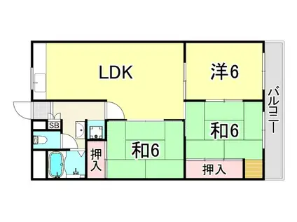 東朋第一マンション(3LDK/6階)の間取り写真