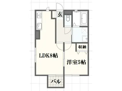 レトアKEI(1LDK/1階)の間取り写真