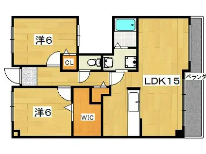 リシャールコート(2LDK/3階)の間取り写真