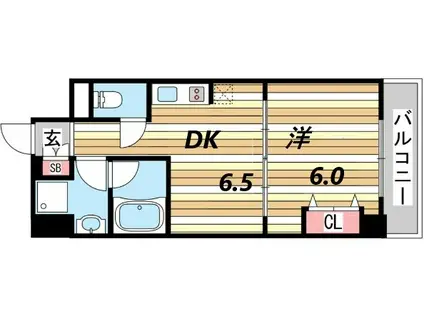 クオリス神戸本山レジデンス(1DK/4階)の間取り写真