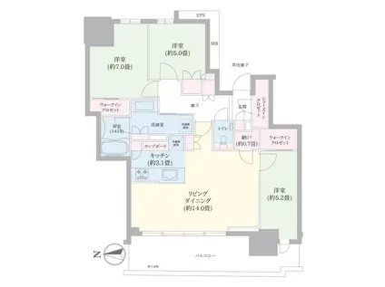 幕張ベイパーク ライズゲートタワー(3LDK/12階)の間取り写真