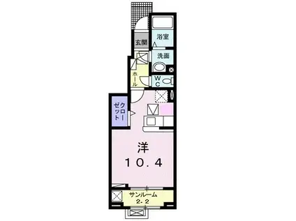 SOLARE II(ワンルーム/1階)の間取り写真