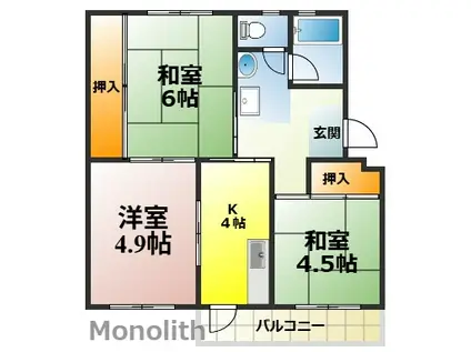 泉北桃山台1丁11号棟(3K/5階)の間取り写真
