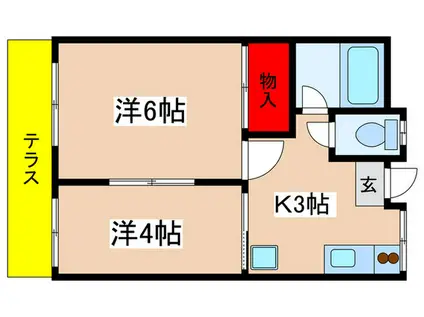 レジデンス若草(2K/1階)の間取り写真