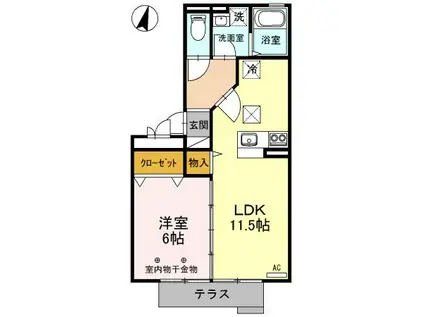 ハーベシアス A103(1LDK/1階)の間取り写真