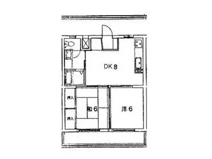 ハース北山(2DK/2階)の間取り写真