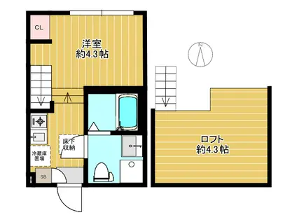 CORNER SUITE(1K/1階)の間取り写真