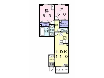 コントレイル(2LDK/1階)の間取り写真