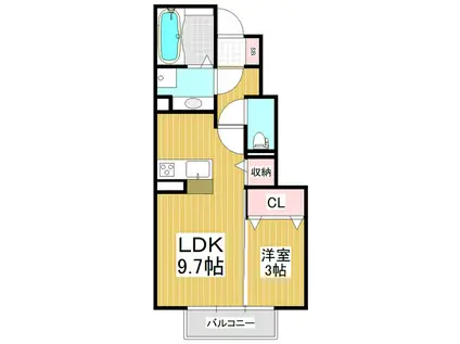 セジュール庄内E棟(1LDK/1階)の間取り写真