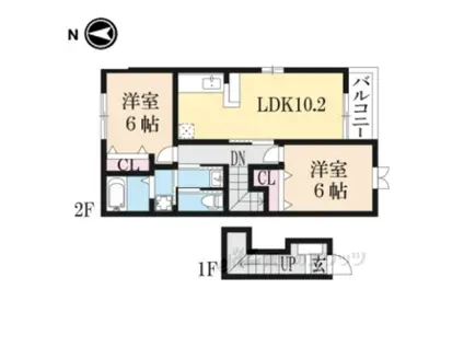 ポート パシフィック Ⅱ(2LDK/2階)の間取り写真