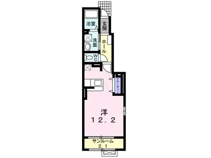 メゾン・リヴェールIII(ワンルーム/1階)の間取り写真