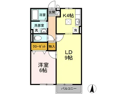 ボナール(1LDK/1階)の間取り写真