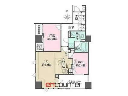 ザ・パークハウス恵比寿(2LDK/4階)の間取り写真