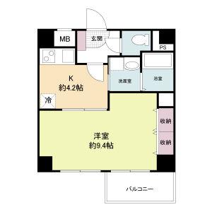 WILL DO堺筋本町(1DK/8階)の間取り写真