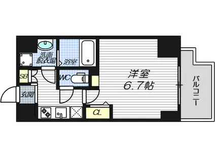 ソルテラスOSAKA塚本(1K/7階)の間取り写真
