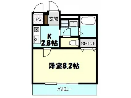 エスポワール上安駅前(1K/2階)の間取り写真