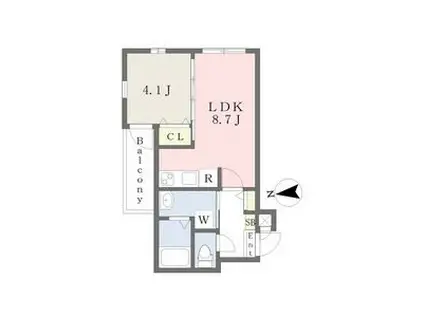 MOVE山王ウエスト(1LDK/1階)の間取り写真