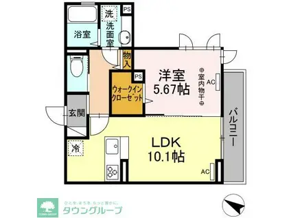 コンフォート下小鳥(1LDK/3階)の間取り写真